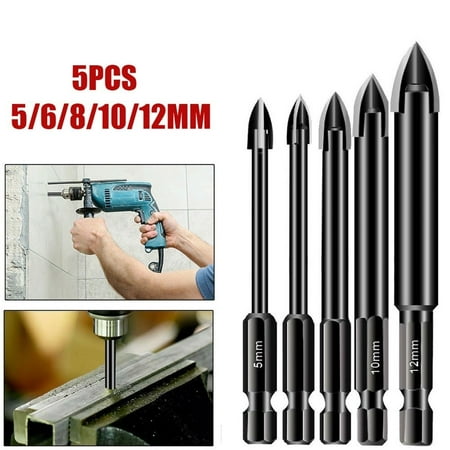 

5Pcs Carbide Tile Porcelain Drill Bits Set Ceramic Glass Wood Hole Opener