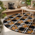 thumbnail image 3 of Round Area Rugs 4Ft, Burnt Orange Geometric Non-Slip Washable Circle Rugs Carpet, Black White Boho Indoor Outdoor Rug Floor Mats Throw Runner for Bedroom Living Room Bathroom, 3 of 8