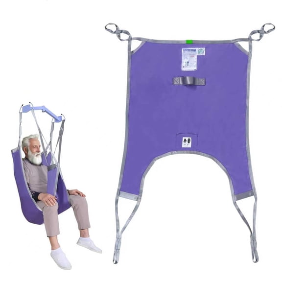 EZ Assistive Patient Lift Sling, Divided Leg Transfer Design for Toileting, 500 lb Capacity, Polyester, Purple, Size L