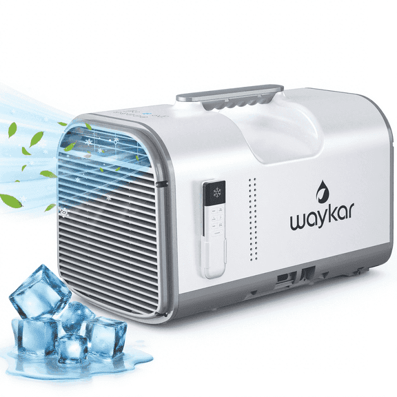 Waykar 4500 BTU Portable Air Conditioner- 3-in-1 Cooling, Dehumidifier, Fan for Tents, Camping, RV, Rooms up to 130 Sq Ft. Quiet, Remote, 110V/AC