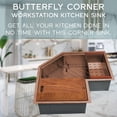 thumbnail image 6 of Strictly Sinks 30 In Undermount Corner Kitchen Sink Copper, 16 Gauge Stainless Steel Butterfly Workstation Sink, 6 of 7