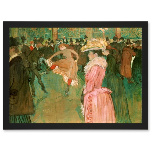Henri De Toulouse Lautrec At The Moulin Rouge The Dance Artwork Framed Wall Art Print A4