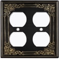 thumbnail image 2 of Metal Light Switch Plate Outlet Cover (French Victorian Frame - Double Duplex), 2 of 2
