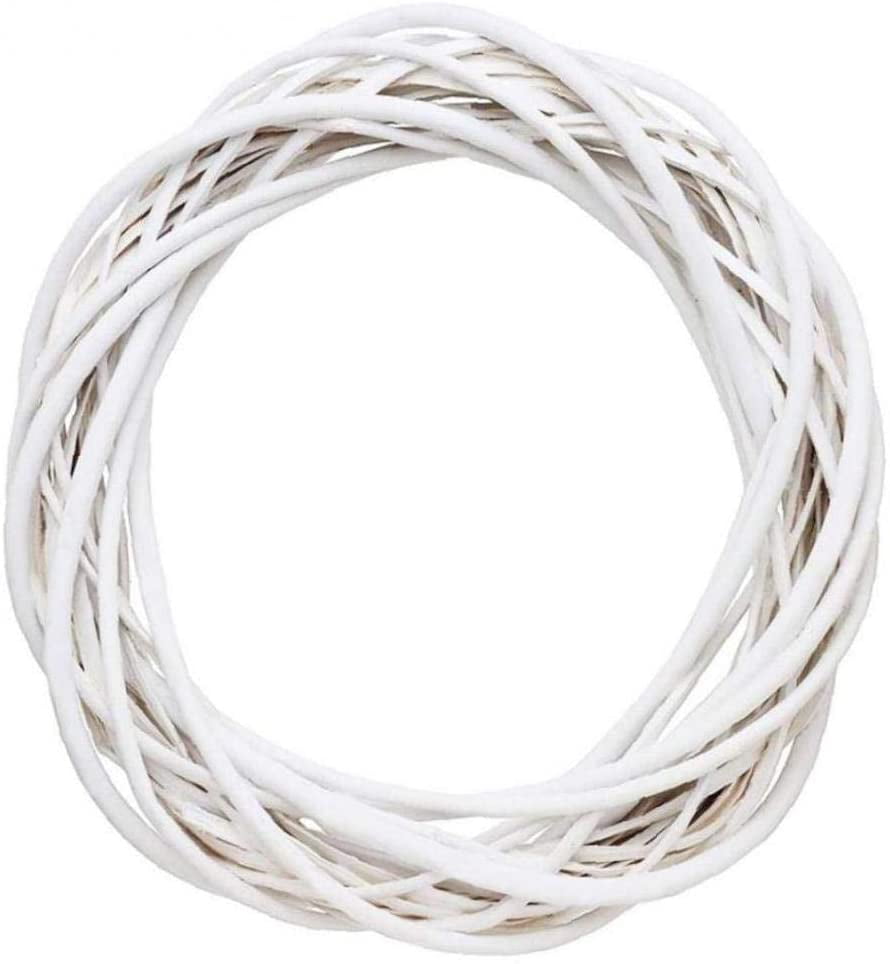 White Handmade Wicker Vine Garland 10cm DIY Natural Rattan Wreaths for Christmas Yililay Rattan Wreath DIY Floral Craft & Home Front Door Decoration 