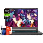 MSI Thin 15 Gaming Laptop, AMD Ryzen 9 8945HS, 32GB DDR5, 1TB SSD, NVIDIA Geforce RTX 4060, 15.6" 144Hz IPS Display, Windows 11 Pro & 2024 Office Pro Lifetime License