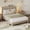 Taupe, variant on Bestier Full Platform Bed with Adjustable Storage Headboard Shelf, LED Corduroy Upholstered Bed Frame, Taupe