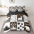 thumbnail image 2 of Feelyou Bear Deer Bedding Comforter Set 7pcs, Brown Patchwork Plaid King Bedding Sets, 2 of 8