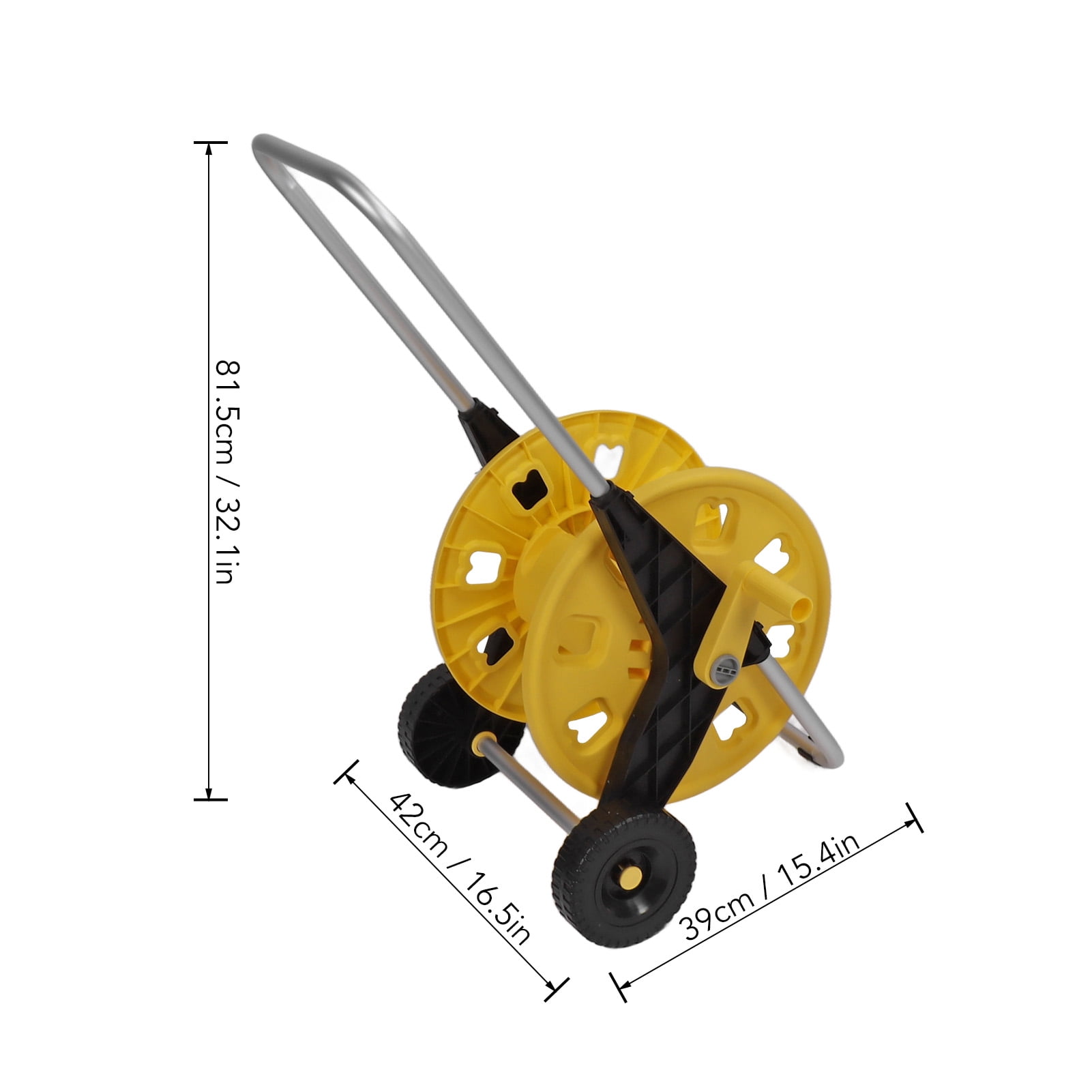 Yajisi Hose Reel Cart with Wheels Heavy Duty Garden Hose Reels for Outside 60m Hose Capacity Manual Push Type Yellow (32.1 x 16.5 x 15.4 inches / 81.5 x 42 x 39 cm)
