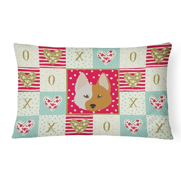 Carolines Treasures CK5222PW1216 Nordic Spitz Love Canvas Fabric Decorative Pillow, Red, 12H x16W, multicolor