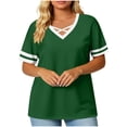 thumbnail image 2 of SROBPTY Womens T-Shirts Solid V Neck Short Sleeve Breathable Plus Size Casual Summer Tops for Everyday Wear, 2 of 5