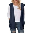 thumbnail image 4 of Fleece Vest Sevevn Women's Winter Sleeveless Hooded Fleece Blanket Jacket Solid Color Casual Tops With Pocket, 4 of 9