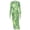 Green, variant on Women's Retro Print Turtleneck Long Sleeve Waistband Hips Wrapped Long Dress
