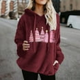 thumbnail image 2 of Womens Fuzzy Sherpa Hoodie with Pocket Christmas Printed Holiday Sweater Hooded Fleece Sweatshirt Pullover Tops (L, Wine 03), 2 of 4