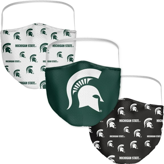 Adult Fanatics Branded Michigan State Spartans All Over Logo Face Covering 3-Pack