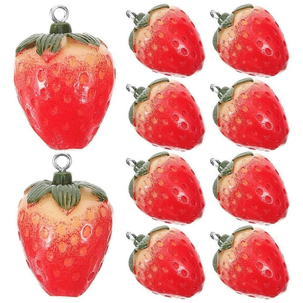 10Pcs Strawberry Pendant Charms Fruit Charms Strawberry Earring Charms 3D Strawberry Jewelry Pendants