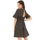 thumbnail image 1 of Vestido floral de manga corta con campana de cintura fruncida sin espalda de verano para mujer Negro S, 1 of 6
