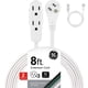 thumbnail image 1 of Cable de extensión GE de 3 salidas, paquete de 2, 8 pies, calibre 16, blanco, 1 of 7
