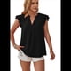 thumbnail image 2 of Blusa de Mujer con Cuello en V y Mangas con Volantes, Holgada, Elegante, Informal, , de Verano, Negra, XXL, 2 of 10