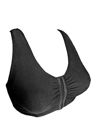 Alessandra B Front Closure Mastectomy Bra with Pockets Black