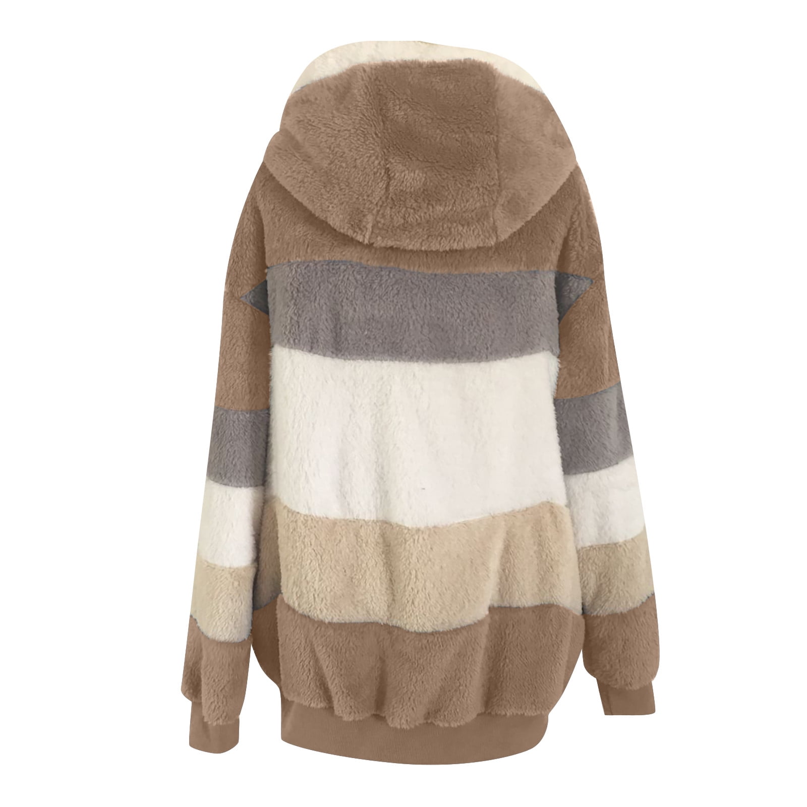 Manteaux D'Hiver En Polaire Moelleuse Pour Femmes Veste Sherpa à Fermeture Éclair Sweat à Capuche à Manches Longues