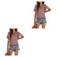 thumbnail image 3 of Minnieouse Camiseta informal para mujer, blusa calada de manga corta con volantes de Color sólido, camiseta de moda de verano para fecha de Club Type9 NO9, 3 of 6