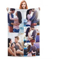 Custom Bed Throw Blankets with Photos Text,Personalised Fleece Blanket Customized Picture Memory Gift for Wife Husband Couples (1 Photo Blanket, 80 × 120cm)