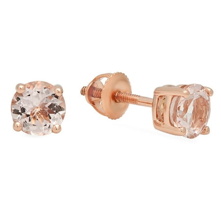 Dazzlingrock Collection 0.45 Carat (ctw) 10K Round Cut Morganite Ladies Solitaire Stud Earrings, Rose Gold
