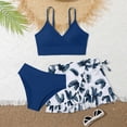 thumbnail image 5 of kpoplk Girls Cute Swimsuit 3PCS Set Polka Dot Print Bikini and Coordinating Cover Up Skirt Size 4-12(Dark Green,12Y), 5 of 6