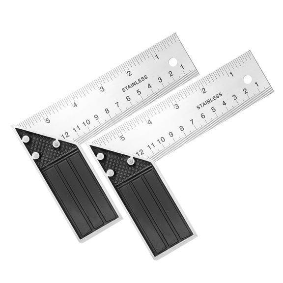 Uxcell 2Pcs Try Square Miter Square 6" Stainless Steel Precision Woodworking Square Ruler Metal Framing Carpenter Tool with Aluminium Handle for Professional Carpentry, Silver Black