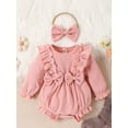 thumbnail image 2 of Bagilaanoe Newborn Baby Girl Rompers Long Sleeve Bodysuit + Headband 6M 12M 18M 24M Infant Casual One Piece Jumpsuit, 2 of 8