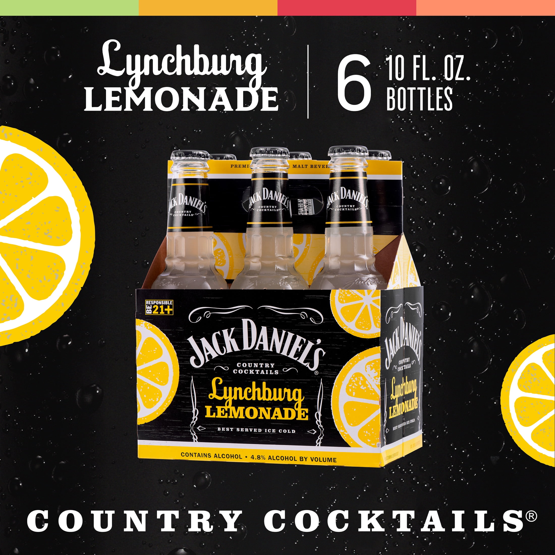 Jack Daniel's Lynchburg Lemonade Malt Beverage, 6 pack, 10 fl oz Bottle, 4.8% ABV