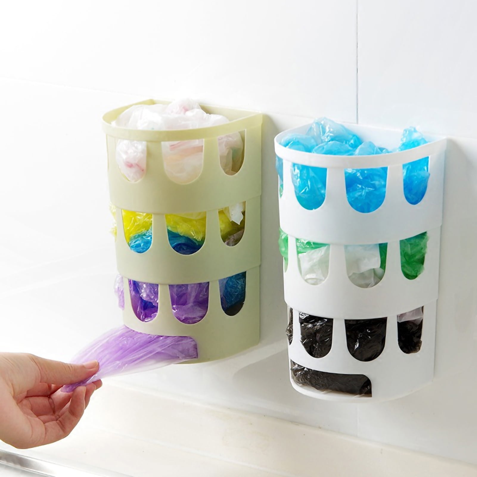 1pc Wall-mounted Waterproof Self-adhesive Lingerie & Garbage Bag Storage Box,  Plastic Bag Dispenser, Garbage Bag Container, Clothing Storage Box,  Household Kitchenware