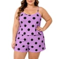 thumbnail image 3 of StSilkitty Women's Plus Size Pajama Sets 2 Piece Polka Dot Sleeveless Spaghetti Strap Cami Tops and Shorts Loungewear Sets, 3 of 9