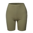 thumbnail image 2 of A2Y Women's Basic Solid Premium Cotton Mid Thigh High Rise Biker Bermuda Shorts Khaki 1XL, 2 of 5