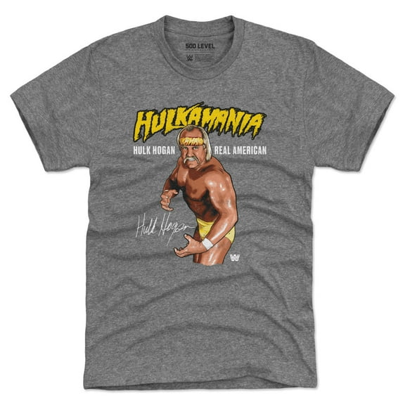Men's 500 Level Heather Black Hulk Hogan Pose Tri-Blend T-Shirt