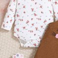 thumbnail image 6 of masbird Baby Girl Clothes Newborn Infant Outfits Ruffle Ribbed Romper + Floral Pants + Headband Sets for Girls 3pcs,Brown,3-6 M, 6 of 9