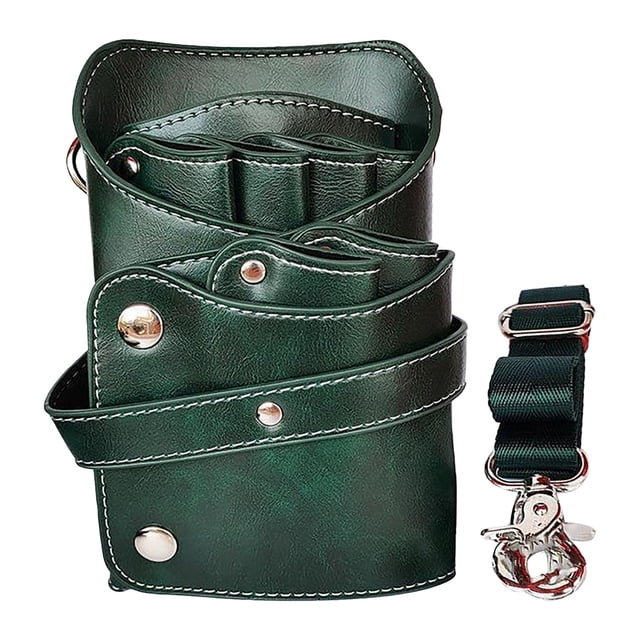 Leather Salon Bag Hairdresser Tool Organizer Case with Waist Shoulder Belt for Scissors Comb Clip Shear Styling Tools Multifunction Portable Storage Pouch