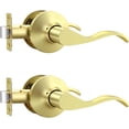 thumbnail image 1 of Leviers de Porte en Or Brossé pour Intérieur, Poignées de Porte de Passage en Laiton, Style Rabattable, Poignées de Porte de Hall/placard, Intérieur Sans Clé, Ensembles de Leviers Non Verrouillables, Réversibles pour Côté Droit/gauche, 1 of 8