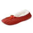 thumbnail image 3 of Dakaela Fuzzy Slippers for Women Indoor Fluffy Winter House Shoe Socks Non Slip Plush Slipper Ballerina with a Satin Bow Red Size 8, 3 of 4