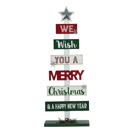 Holiday Time Standing Wooden Slat Christmas Tree Décor,