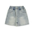 thumbnail image 2 of SNKSDGM Anniversary Girls Denim Shorts Elastic Waist Casual Summer Jorts for Kids Comfortable Stretch Jean Shorts Playful Ripped Hem Design, 2 of 8