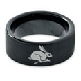 thumbnail image 2 of Tungsten Rabbit Bunny Small Pet Band Ring 9mm Men Women Comfort Fit Black Flat Cut Brushed Polished, 2 of 4