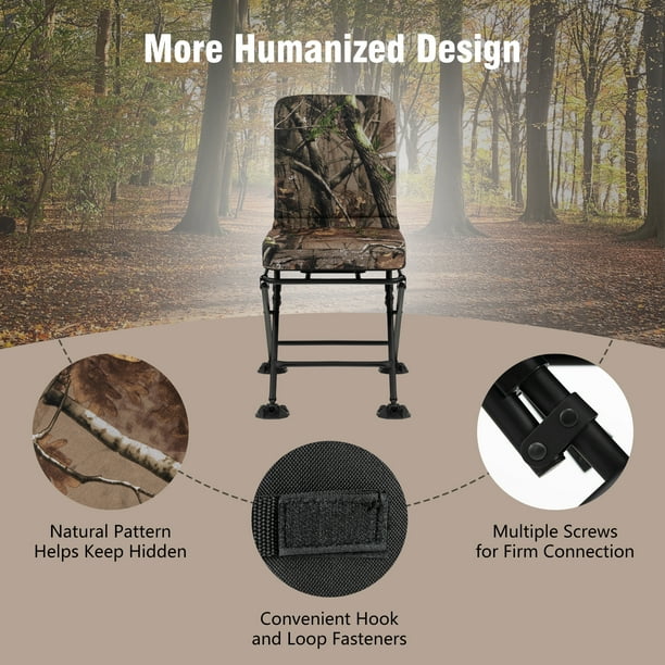 Costway Folding Silent Swivel Blind 360 Swivel Hunting Chair w All terrain Foot Pads