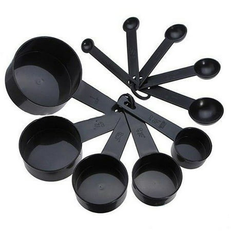 

Tiitstoy 10PCS Measuring Cups and Measuring Spoons Set Food Measure Cups Spoons for Baking Coffee & Kitchen Black Measuring Cups Set Black