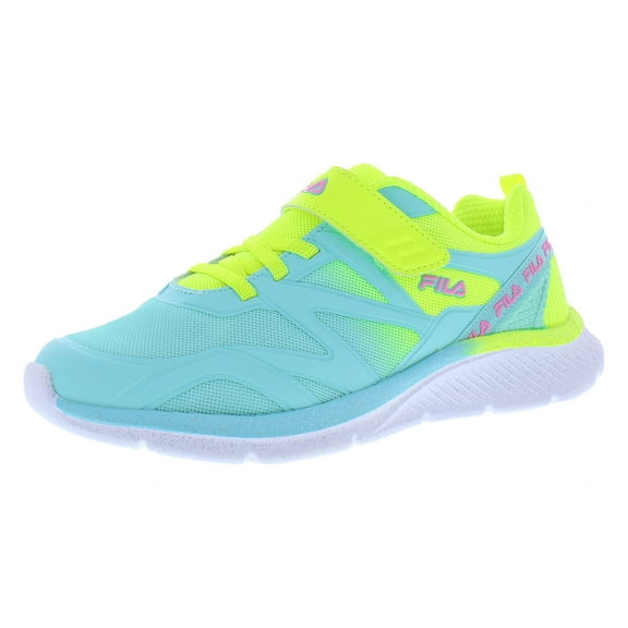 Fila Galaxia 5 Strap Girls Shoes Size 4.5, Color: Teal/Yellow
