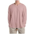 thumbnail image 2 of WREESH Men's Solid Color Ribbed Knit Shirts Casual Long Sleeve Notch Neck Pullover Tops Soft Sports Gym T-Shirt Pink, 2 of 6