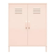 RealRooms Shadwick 2 Door Metal Locker Storage Cabinet, Pink