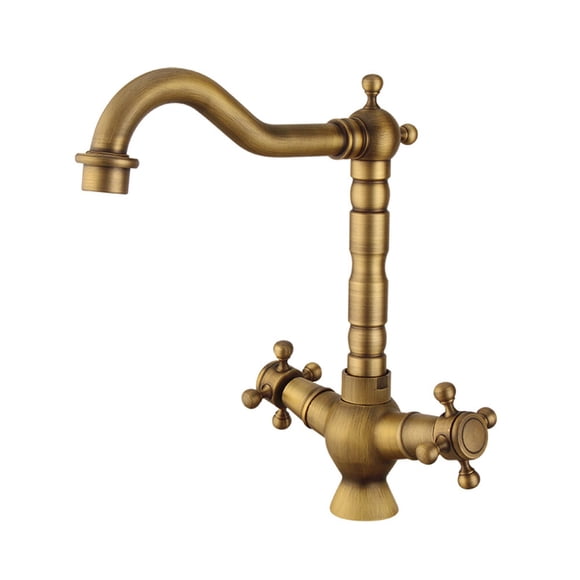 Milisten Antique Bronze Brass Faucet Gold Hot And Cold Water Kitchen Sink Rotary Basin Faucet Handle Lever Mixer Tap