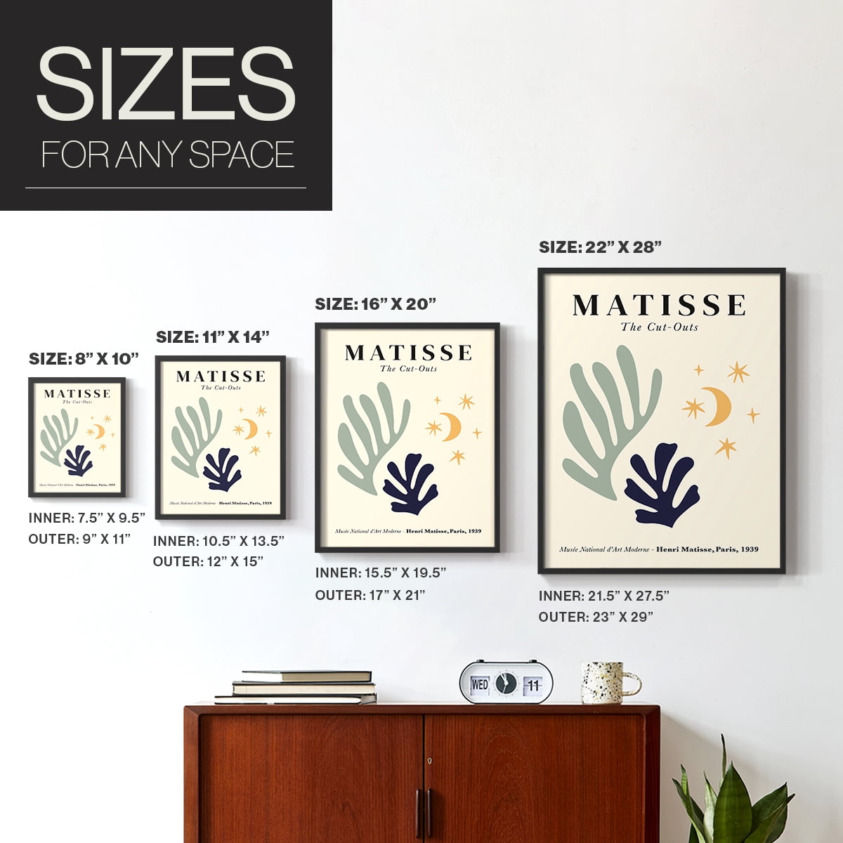 Matisse CCCLXIX in Black Solid Wood 16 x 20 Framed Print