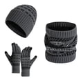 thumbnail image 1 of Conjunto de gorro y bufanda de invierno con guantes y pantalla táctil para hombres y mujeres, gorro y guantes para calentar el cuello, 1 of 5